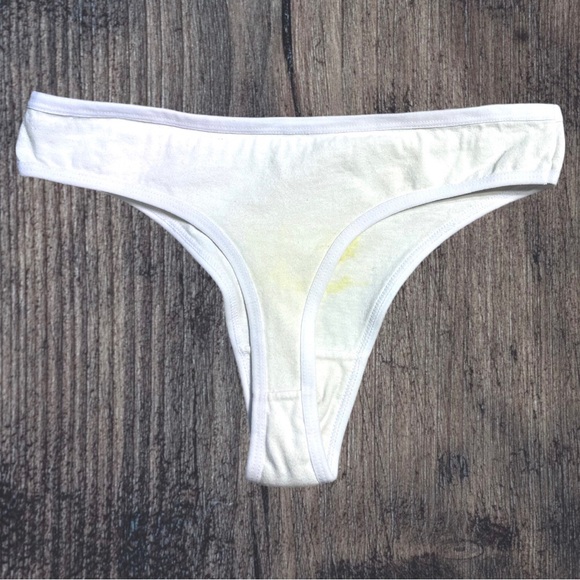 NEW Eco-dyed Leaf White Cotton Thong Panty Medium with Free Shipping! - Picture 3 of 3